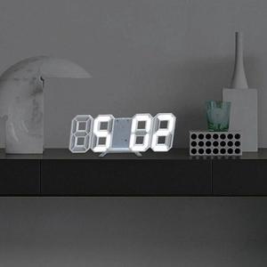 235MM 트렌알람 온도 다기능 3D LED시계 화이트/화이트