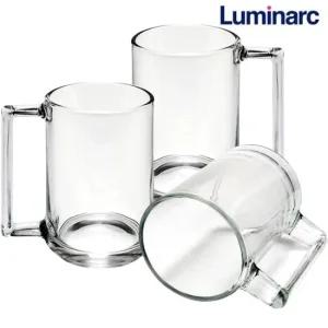 투명 손잡이유리컵 320ml 3P 내열강화 물컵 홈카페 아이스커피잔