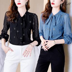 [헬리꽁땡] 도트 플라워 시스루 블라우스(색상선택)