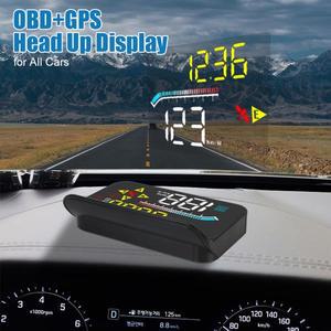 M13 OBD GPS HUD 자동 헤드 디스플레이 디지털 시계 속도계, KMH 미터 알람 테스터 앞 유리 프로젝터 액세