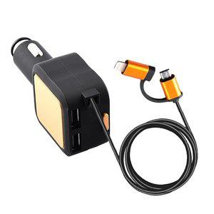 고품질 B로카627 듀얼 4.8A 릴케이블 USB 고속 차량용충전기 (WFHU59R)