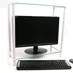 고품질 모니터 받침대 강화유리 모니터 거치대 2단 화이트 TV거치대 모니터거치대 높이조절책상 (WFHUPTQ)