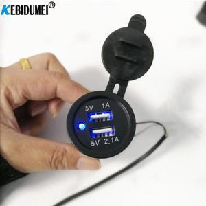 듀얼 USB 자동차 충전기 5V 2.1A USB 자동 소켓 충전 LED 조명 담배 라이터 방수 12V 충전기 액세서리