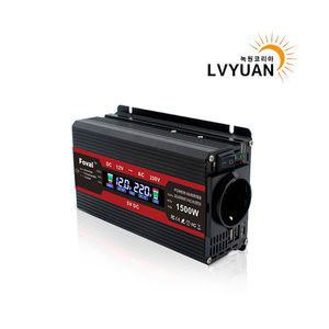 녹원 차량용 LCD 인버터 유사계단파 2000W 220V 60hz 한국형 KC인증, 블랙 용량 1500..., 1개