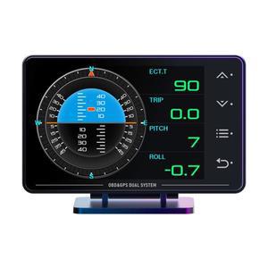 XS HUD 게이지 자동차 다기능 OBD + GPS 장비, 수온 터보차저 오일 압력 온도 헤드업 디스플레이