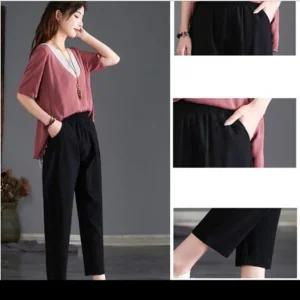 9부허리바지 베이직 여성 9부바지 밴딩 올데이 핏이 (WFHMRRI)