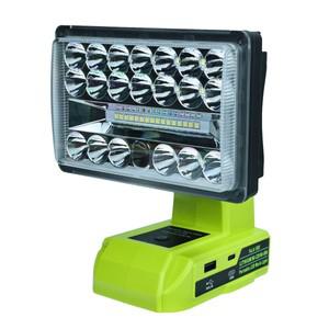 Ryobi용 LED 작업등 리튬 이온 배터리 램프 손전등 USB C타입 포트 야외 비상 조명 28W 2000LM 14.4V-18V