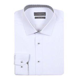 [란체티](하남점)스판무지 화이트 슬림핏 긴소매셔츠 LXM6302WH