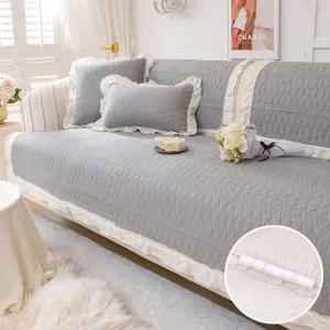 한빛카페트 프릴 순면 넓은 쇼파패드 소파커버 고정형 70x230cm