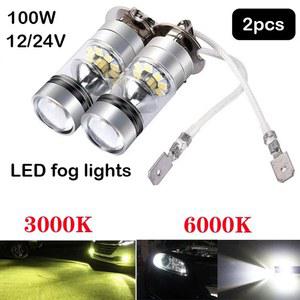 2PCS 100W H1 액세서리 안개 램프 라이트 12 24V 20SMD 운전 전구 LED 6000K 흰색 자동차 H3 전조등 안개등 10000LM