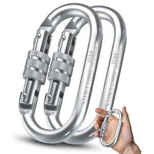 클라이밍 카라비너 - UIAA CE 등급 25kN/5620LB 헤비 듀티 트위스트 잠금 클립 산업용 대형 강철 타원형 리깅, 로프용 암벽 등반 카리비너