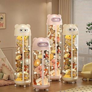 인형보관통 투명 수납 장식장 솜인형 원통 대형 보관함