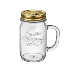 보리미올리 유리 병 핸들 텀블러 드링크자 투명 415ml/잔/머그/컵/예쁜/뚜껑있는/뚜껑/손잡이/아이스/유리