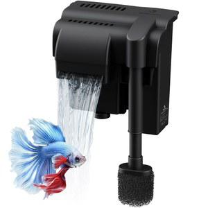 5W 120GPH 초조용한 어항 필터 폭포 산소 공급이 가능한 4단계 생화학 5-20갤런 신선/염수 탱크 무료 카트리지 2개 포함 28dB 속삭임