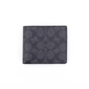 [백화점 AS 가능] 코치 반지갑 남성 명품 카드지갑 가죽 슬림 지갑 차콜 CY394QBMI5