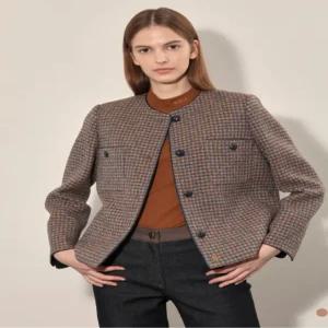 [올리비아로렌] 배색삥 블루핀 체크자켓VVCFU4F8271