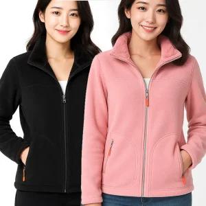 여성 가을겨울 POLAR 폴라 양면점퍼 2WAY 코랄 벨벳 폴라플리스 집업점퍼 따뜻한 이너 아우터 재킷 5칼라/3