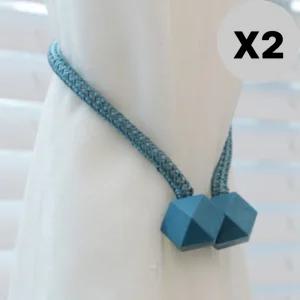 올댓하우스 자석 커튼 타이백 홀더 고정끈 블루 2P