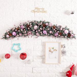 크리스마스 장식 가랜드 센터피스 글로시 핑크 그레이 100cm 소품 테이블