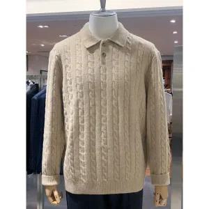 [킨록바이킨록앤더슨](광주신세계)킨록 24년 FW 프리미엄 꽈배기케이블 부클소재 베이지 카라 니트 JIW34