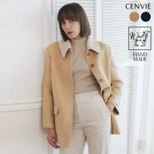 센비 앤니트칼라 울100 핸드메이드 하프 코트 2color