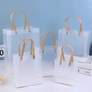 예쁜 반투명 쇼핑백 튼튼한 손잡이 도시락 답례 선물 예쁜 포장 무지 구디백 가방 8호9호