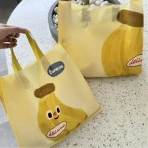 귀여운 바나나 다용도 쇼핑 장바구니 타포린백 쇼핑백 보조가방(미디엄)