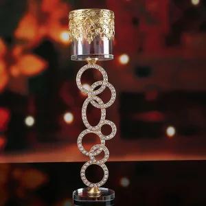 유리 크리스탈 링 촛대 7링/관리 세련 심플 분위기 공간 데코 인테리어 소품 장식 홀더 티라이트 캔들