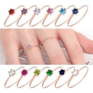 정품 14K 탄생석 큐빅 로즈골드 금 반지 12종 택1 금반지 실반지 데일리반지 큐빅반지