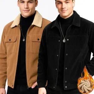 남성 겨울 JAMES 제임스 2종 따뜻한 코듀로이 라펠 두꺼운 플러스 벨벳기모 양털퍼 카라넥 골덴 블레이저 재킷 점퍼 발열 방풍 캐쥬얼 점퍼 바람막이 재킷/2