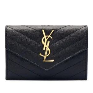 YSL 퀼티드 엔벨로프 플랩 지갑 414404 BOW01 1000