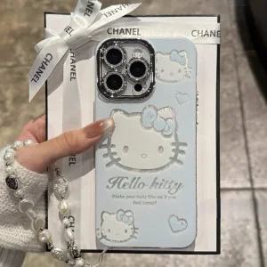 빈티지 샤인블루 키티 아이폰17 스트랩 케이스