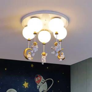 천장등 어린이 보름달 우주인 학생 침실 풍선 방등 헤드 3개(40x46cm)+3색 디밍