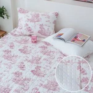 뜨왈 패턴 광목 30수 밴딩패드 Q 핑크 단품 침대패드 (WFJZX34)