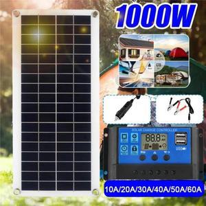 1000W 태양집열판 전지 패널 12V 60A 100A 컨트롤러 집열판 충전 전화 RV 자동차 MP3 패드 야외 배터리 공