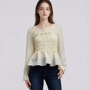 부루앤쥬디 샤틴뷔스티에긴팔블라우스 BORIBL517B