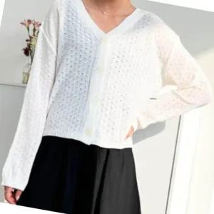 [라일리] Rly 여자 썸머 펀칭 긴팔니트가디건 가을 휴가룩 아메