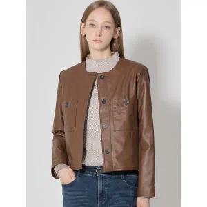 [르오트]천연양가죽100 라운드넥 램스킨 레더 자켓 사이즈 55 77까지_P406681442