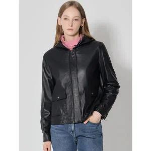 [르오트]천연양가죽100 후드 레더 자켓 사이즈 55 77까지_P406681445