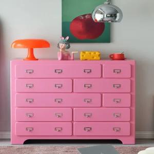 핑크 서랍장 5단 침실 수납장 원목 화이트 빈티지