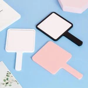 [ABS 고급 소재] 손잡이 손거울 사각 인쇄가능 심플한 손거울