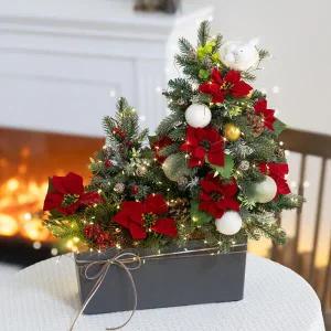 /플라워트리 크리스마스 미니트리 포인세티아 조화 화분 60cm 장식