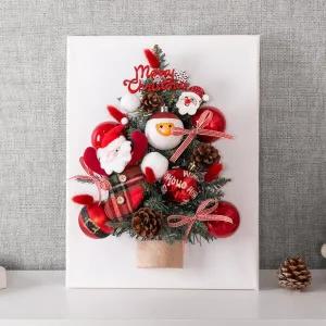 /플라워트리 크리스마스 액자 트리 벽 장식 만세산타 캔버스B 40cm