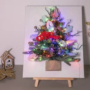 /플라워트리 크리스마 트리 벽장식 이젤세트 레드루프 캔버스 55cm