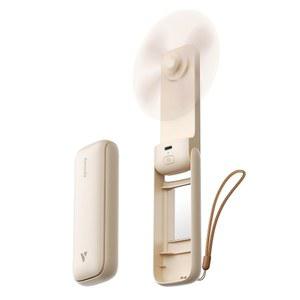 거울이 있는 Aecooly 슬림 휴대용 선풍기 얇은 휴대용 선풍기 USB 충전식 미니 용 최대 24시간 냉각 시간 여행용 배터리 구동 소형 접이식 포켓 속눈썹 메이크업 여성용 선물 B ge