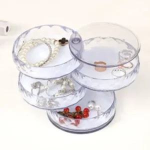 원형 크리스탈 4단 악세서리 보관함 4색 택1 악세사리보관함 보석함 가죽보석함