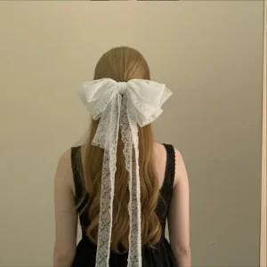 왕리본 레이스 발레코어 미니 리본 머리 집게핀 포인트 헤어핀 소녀 리본헤어 리본핀