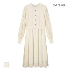[반에이크] 레이스 니트배색 원피스_VB3YKOUG01Z