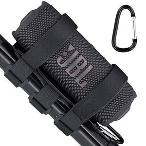 대부분의 블루투스 무선 스피커를 위한 co2CREA 휴대용 스피커 마운트, 야외 스피커 조절 가능한 스트랩 부착 액세서리 홀더 골프 카트 난간 자전거 보트용 바 레일