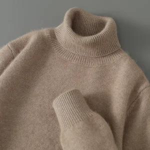 터틀넥 목 티 폴라 캐시미어 니트 기모 스웨터 남자 남성 두꺼운 100 순수 밍크 청 루즈 풀오버 패션 옷깃